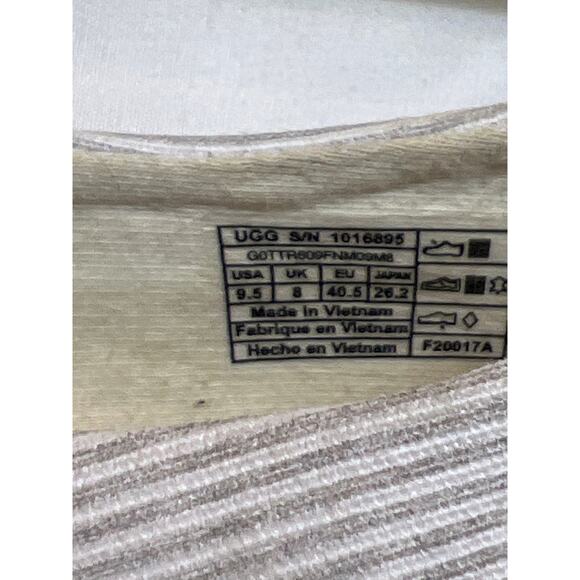 UGG Slip Boat Shoe Women’s US 9 Gray Canvas & Suede Sneaker Sherpa Peppy Comfort - Picture 7 of 8